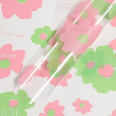 Пленка для цветов глянцевая, "Акварельные цветы", 58х58см, розовый