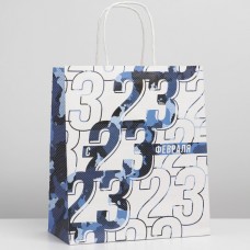 Пакет крафтовый «23 февраля», 22 × 25 × 12 см