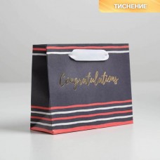 Пакет крафтовый горизонтальный «Congratulations», S 15 × 12 × 5.5 см