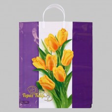 Пакет " Нежные тюльпаны", полиэтиленовый с пластиковой ручкой, 90 мкм 38 х 44 см