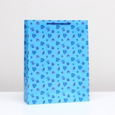 Пакет подарочный "Цветочный горошек на синем" 33 х 42,5 х 10 см