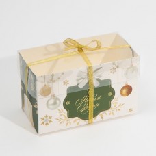 Коробка для капкейка «Бело-золотой», 16 × 8 × 10 см