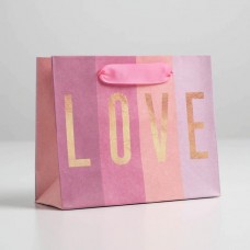Пакет крафтовый горизонтальный «LOVE», S 15 × 12 × 5.5 см