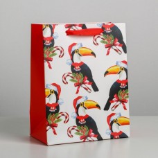 Пакет ламинированный вертикальный «Новогодний тукан», MS 18 × 23 × 10 см