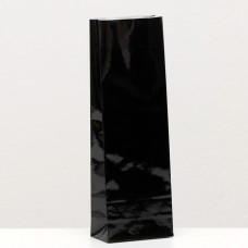 Пакет бумажный фасовочный, чёрный, трёхслойный, глянцевый, 7 х 4 х 21 см