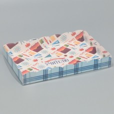 Коробка для кондитерских изделий с PVC-крышкой «Лучшему учителю», 22 × 15 × 3 см