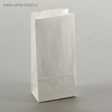 Пакет крафт бумажный фасовочный, белый, прямоугольное дно 8 х 5 х 17 см
