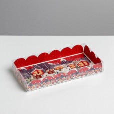 Коробка для кондитерских изделий с PVC крышкой «Карусель», 10.5 × 21 × 3 см