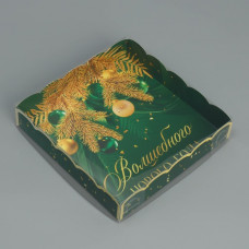 Коробка для кондитерских изделий с PVC крышкой «Волшебного нового года», 15 × 15 × 3 см