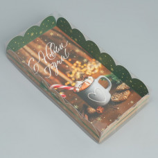 Коробка для кондитерских изделий с PVC крышкой «С Новым годом», кофе, 10.5 × 21 × 3 см