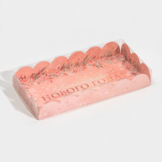 Коробка для кондитерских изделий с PVC крышкой «Зимние цветы», 10.5 × 21 × 3 см