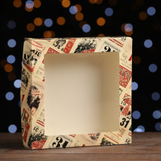 Коробка складная с окном "Новогодний календарь", 20 х 20 х 4 см