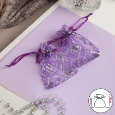 Мешочек подарочный "Ромбы", 7 х 9, цвет тёмно-фиолетовый с серебром