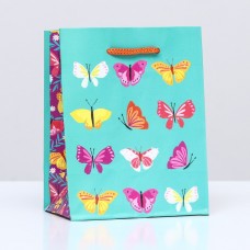 Пакет подарочный "Бабочки", 11,5 х14,5 х 6,5 см