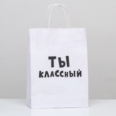 Пакет подарочный «Ты классный», 24 х 10,5 х 32 см, 1 шт