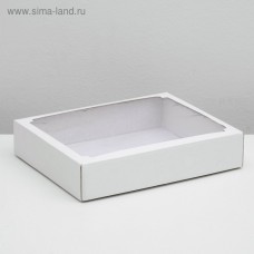 Коробка сборная без печати крышка-дно белая с окном 29 х 23,5 х 6 см