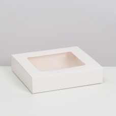 Коробка складня, пенал, с окном, белая, 18 х 16 х 4 см