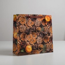 Пакет ламинированный квадратный «Мандарины», 30 × 30 × 12 см