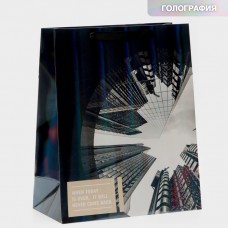 Пакет ламинированный горизонтальный «Небоскрёб», радужная голография, М 26 × 32 × 12 см