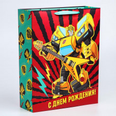 Пакет ламинат вертикальный "С Днем Рождения!", 31х40х11 см, Transformers