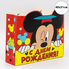 Пакет подарочный "С днем рождения!", Микки Маус, 40х31х11,5 см