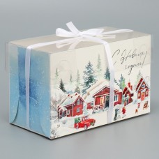 Коробка для капкейка «С Новым годом», зимний отдых, 16 × 8 × 10 см