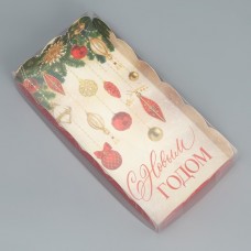 Коробка для кондитерских изделий с PVC крышкой «С Новым годом», 10.5 × 21 × 3 см