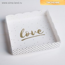 Коробка для кондитерских изделий с PVC-крышкой «Love», 15 × 15 × 3 см