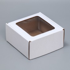 Коробка сборная с окном белая 16х8х16 см