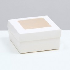 Коробка складная, крышка-дно,с окном, белая, 10 х 10 х 5 см