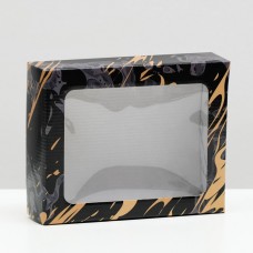 Коробка подарочная крышка-дно "Мрамор", с окном, 18 х 15 х 5 см
