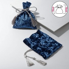 Мешочек подарочный бархатный с кисточкой, 10*12см, цвет синий