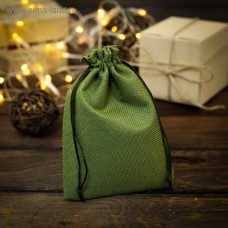 Мешочек подарочный из холщи, зелёный, 13 х 18 см