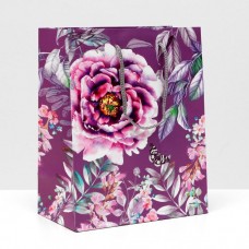 Пакет подарочный "Цветы в саду", фиолетовый, 18 х 22,3 х 10 см