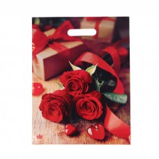 Пакет "Три красные розы" полиэтиленовый с вырубной ручкой, 31х40 см, 60 мкм
