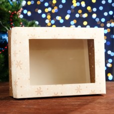 Подарочная коробка, с окном, сборная "Зимний снег", 24 х 17 х 8 см