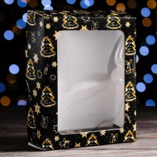 Коробка подарочная, крышка-дно, с окном "Праздничное волшебство", 18 х 15 х 5 см