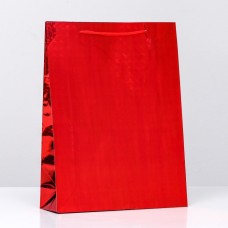 Пакет подарочный, фольгированный, "Красный" 34 Х 26 Х 8 см