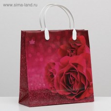 Пакет "Малиновые розы", мягкий пластик, 26х24 см, 140 мкм
