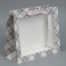 Пакет крафтовый с пластиковым окном «Мужской», 31 × 26 × 10 см
