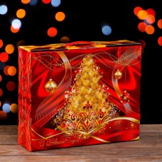 Подарочная коробка "Праздничный Шелк"в красном 29 х 9 х 25 см