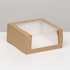 Кондитерская упаковка с окном, крафт, 21 х 21 х 10 см