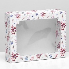 Коробка самосборная, крышка-дно, с окном, «Нежность» 18 х 15 х 5 см