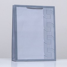 Пакет подарочный "Деловые линии серый", 33 х 42,5 х 10 см