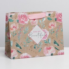 Пакет крафтовый горизонтальный «You are beautiful», MS 23 х 18 х 10 см