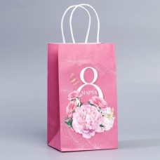 Пакет подарочный крафтовый «Праздник весны», 12 × 21 × 9 см