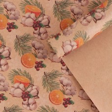 Бумага упаковочная крафтовая «Мандарины», 50 × 70 см