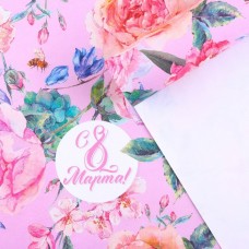 Бумага упаковочная крафтовая «Цветы на 8 марта», 70 × 100 см