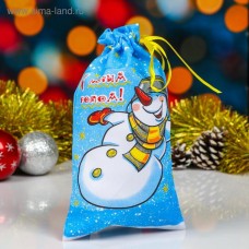 Мешок новогодний "Снеговик", с лентой, габардин,  16х28 см, 700 гр,
