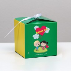Коробка складная "Любовь это…", зеленая, 10 х 10 х 10 см